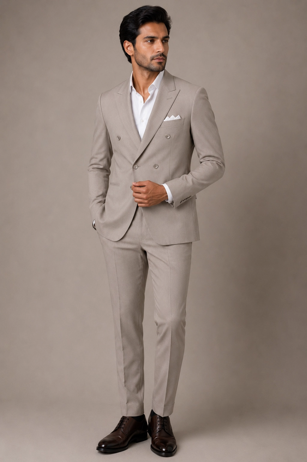 Blaze On Me London – Stone Prestige Double-Breasted Suit