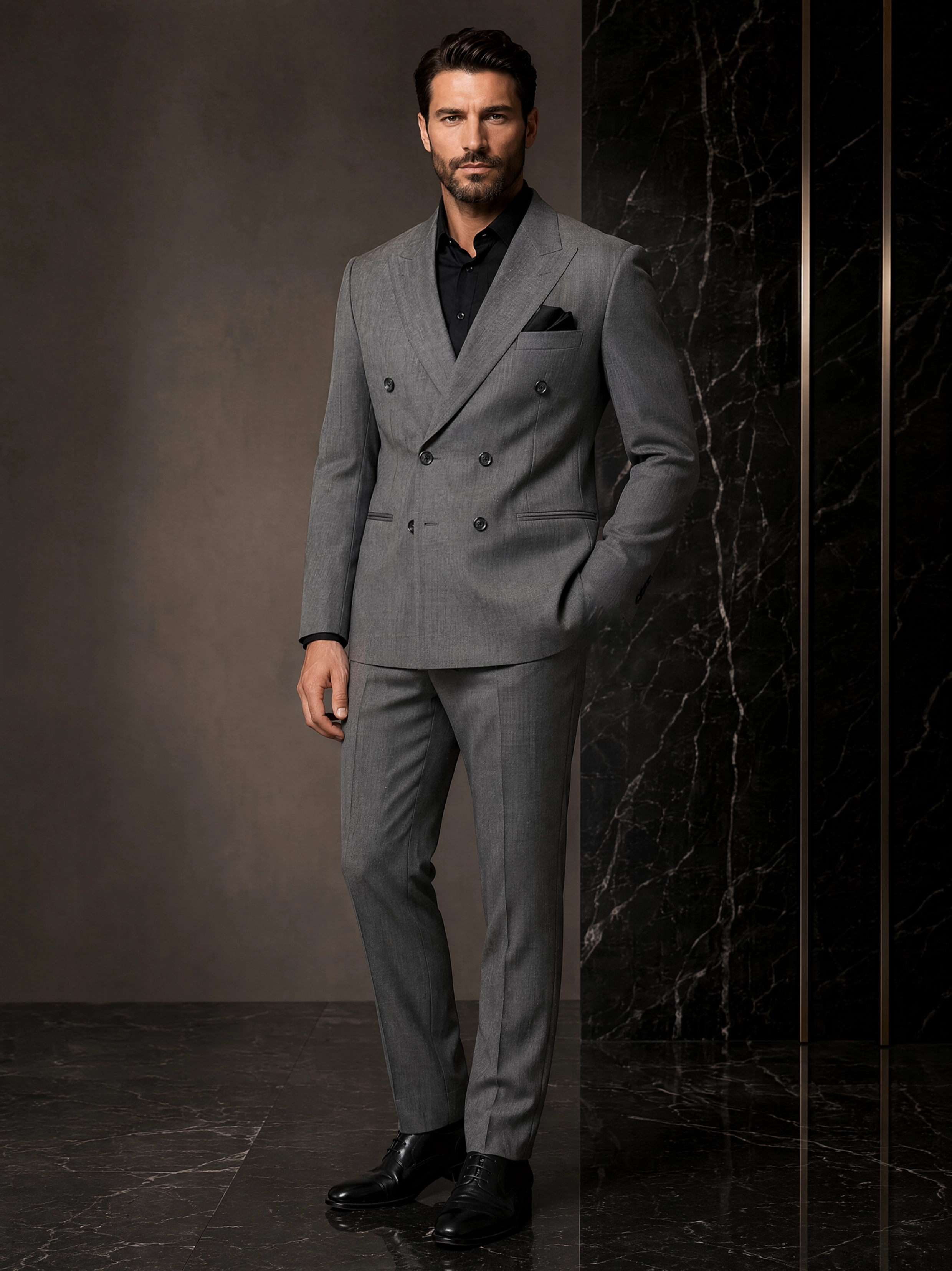Blaze On Me – The Steel Charcoal Double-Breasted Suit