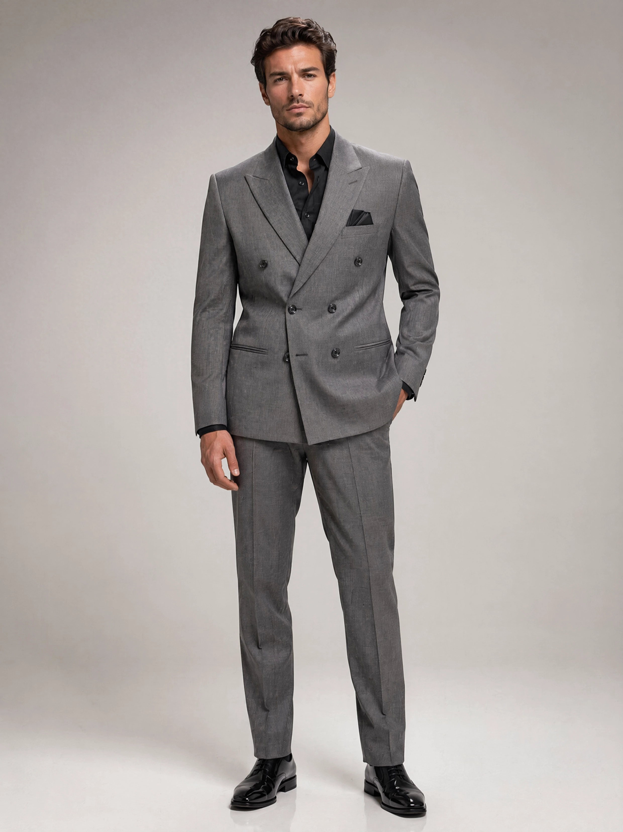 Blaze On Me – The Steel Charcoal Double-Breasted Suit
