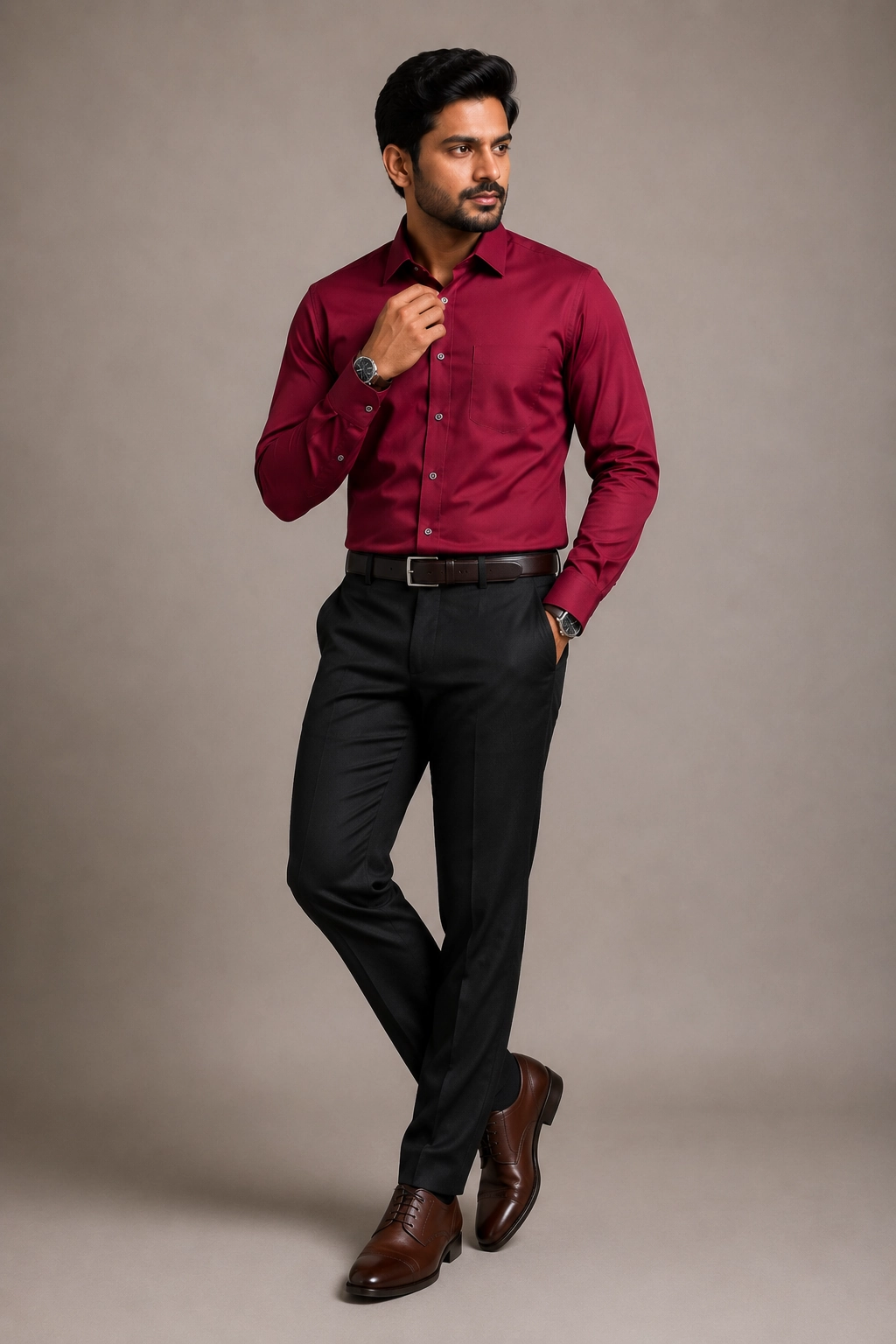 Handmade Tailored Premium Formal Shirt – Maroon