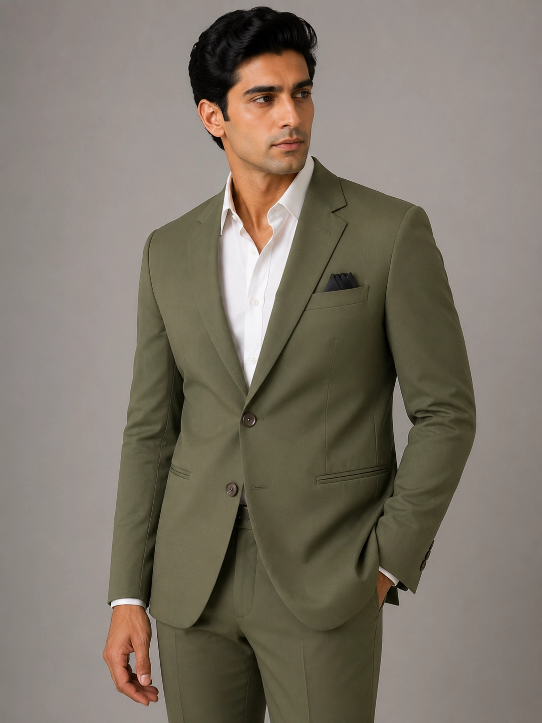Men’s Olive Green Slim Fit 2-Piece Suit