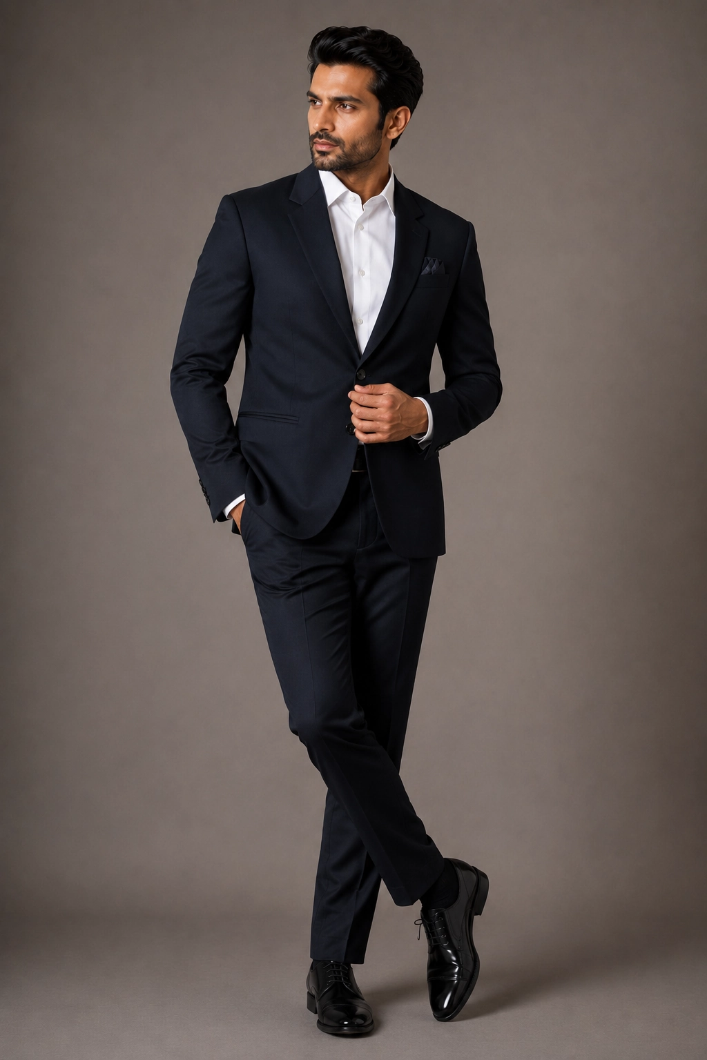Premium Navy Blue Tailored Fit Two-Piece Suit