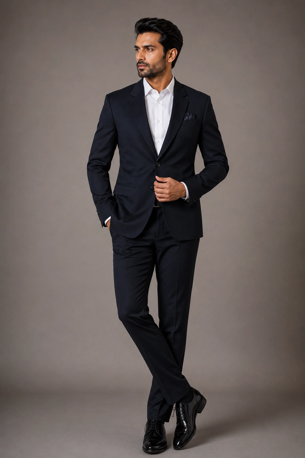 Premium Navy Blue Tailored Fit Two-Piece Suit hover