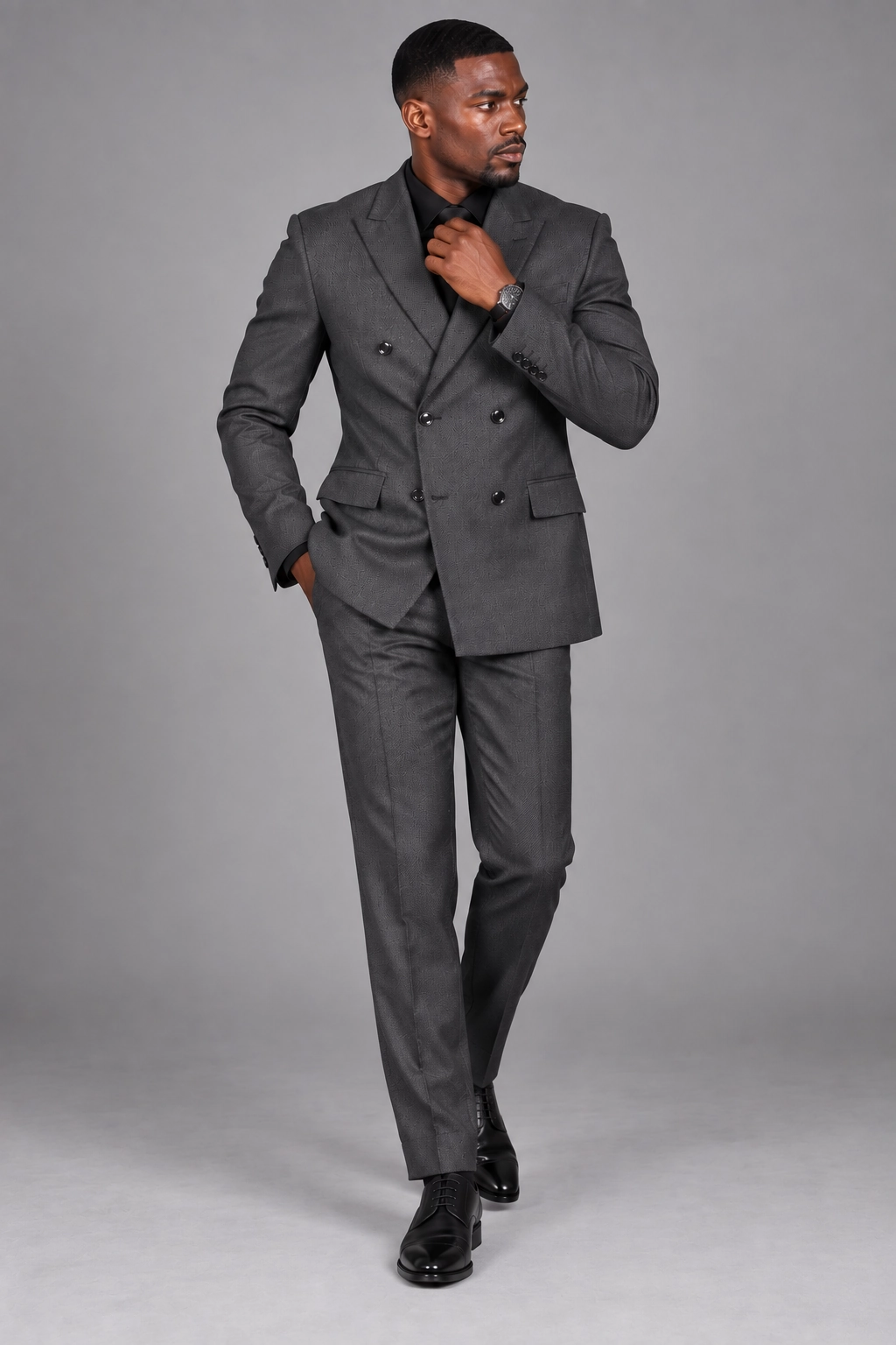Charcoal Signature Double-Breasted Suit