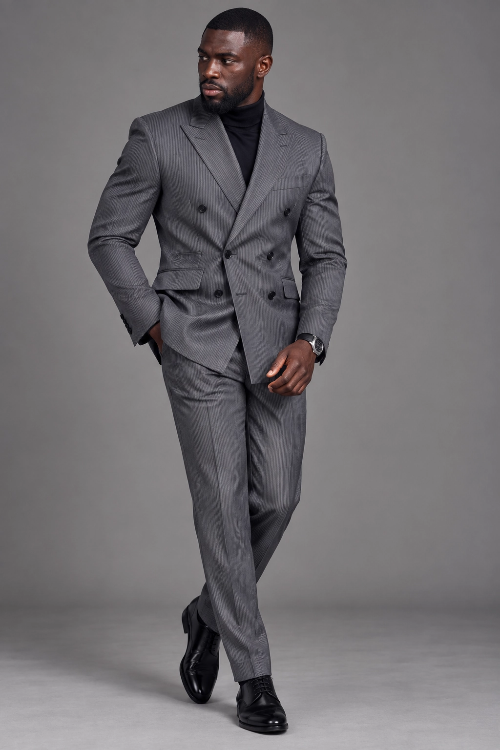 Graphite Pinstripe Double-Breasted Suit
