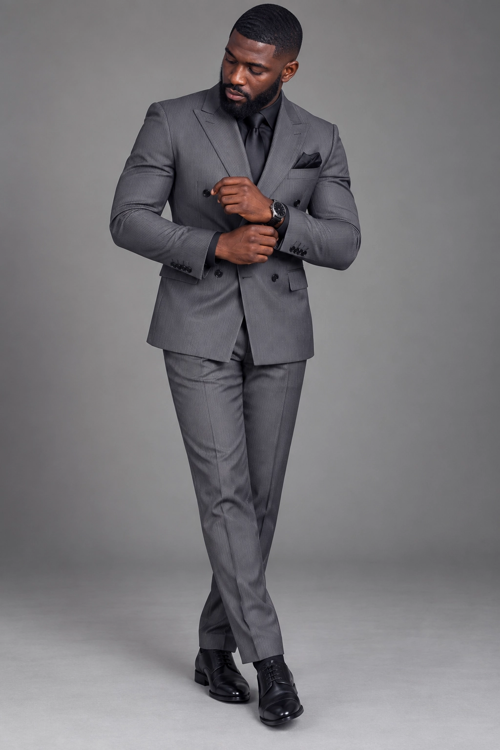 Graphite Pinstripe Double-Breasted Suit hover